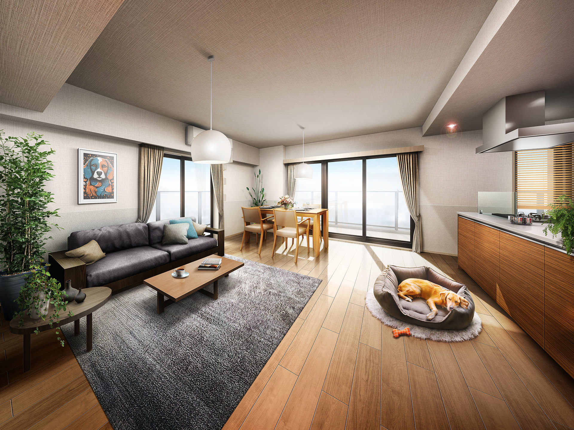 リビングダイニングキッチンルーム完成予想CG（Fタイプ）