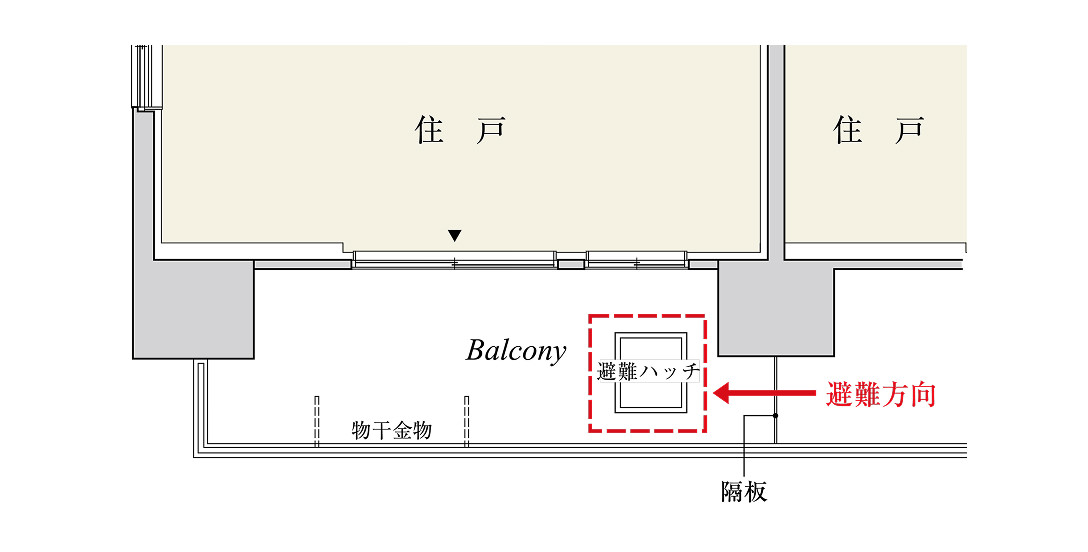 バルコニー避難ハッチ