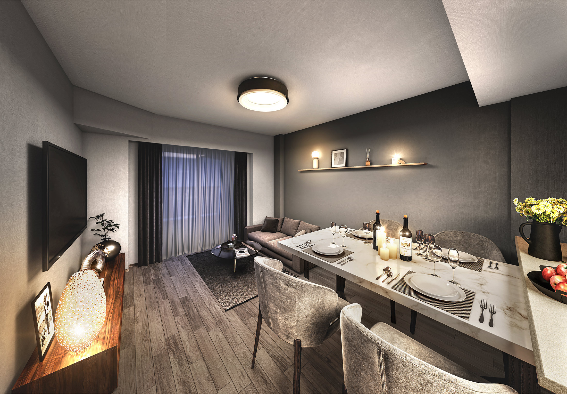 全戸50㎡超・リビング床暖房完備