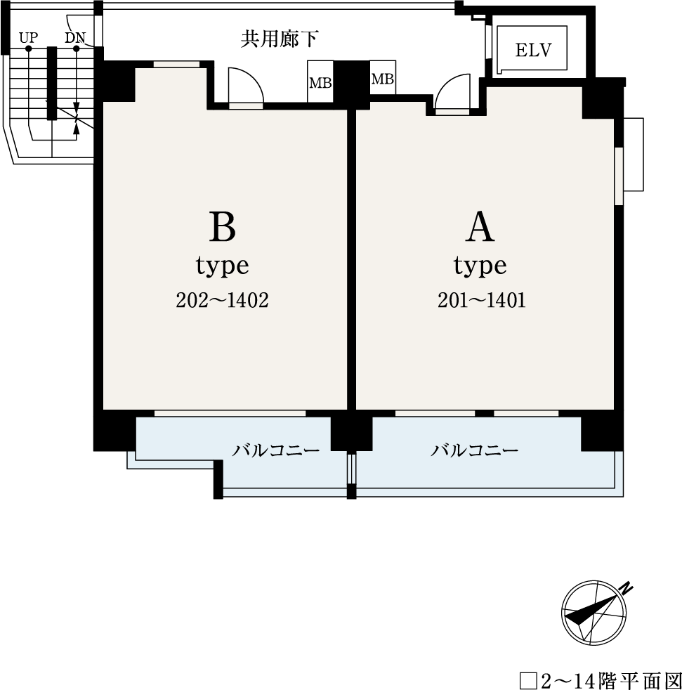 2〜14階平面図